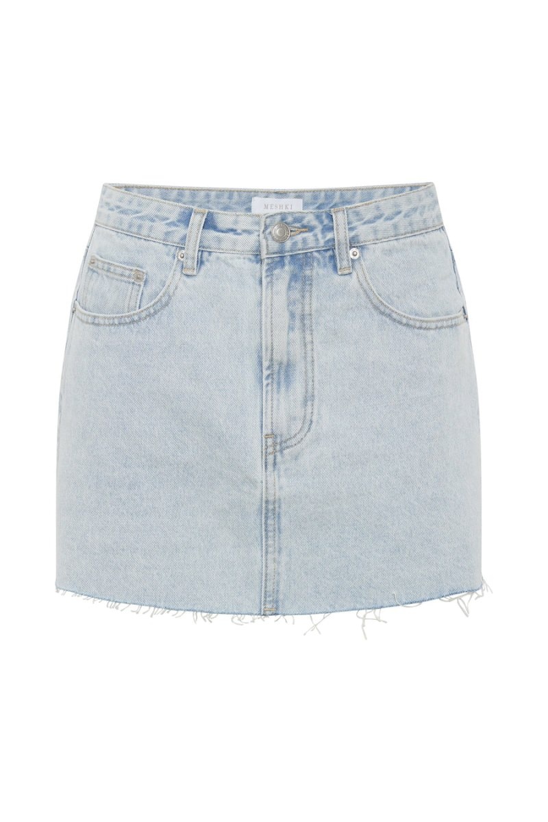 Women's Meshki Lennon Mid Rise Denim Mini Skirts Light Blue Australia | T7M-0256