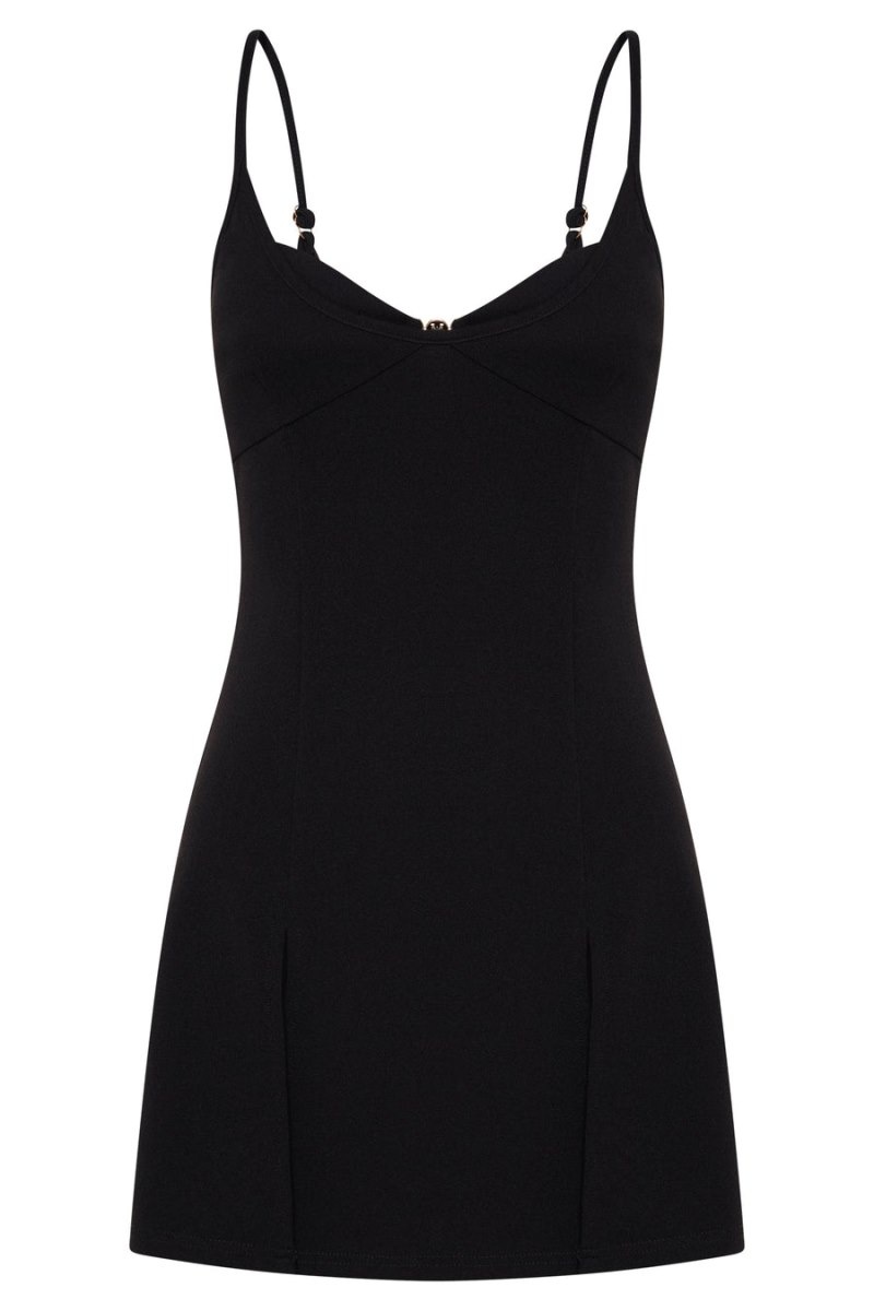 Women's Meshki Lex Two Tone Mini Dress Black Australia | B7S-0200