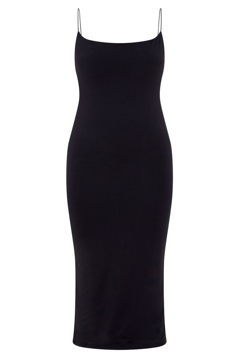 Women's Meshki Lexia Scoop Low Neck Midi Dress Black Australia | F3R-2175