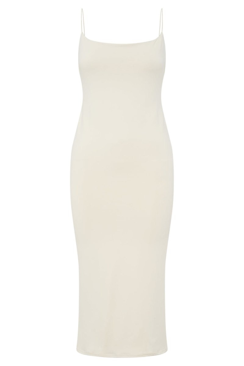 Women's Meshki Lexia Scoop Low Neck Midi Dress Cream Australia | F9K-1881