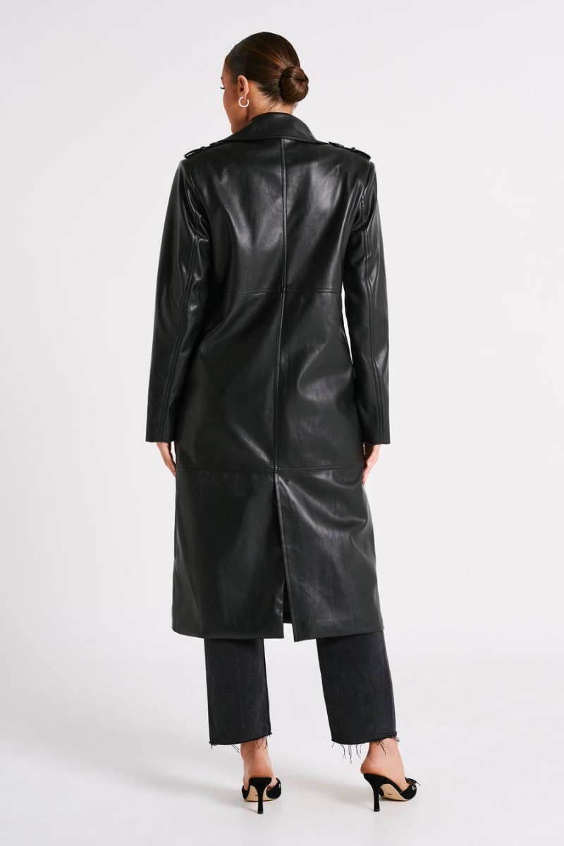 Women's Meshki Lexington Pu Trench Coat Black Australia | A7Q-0461