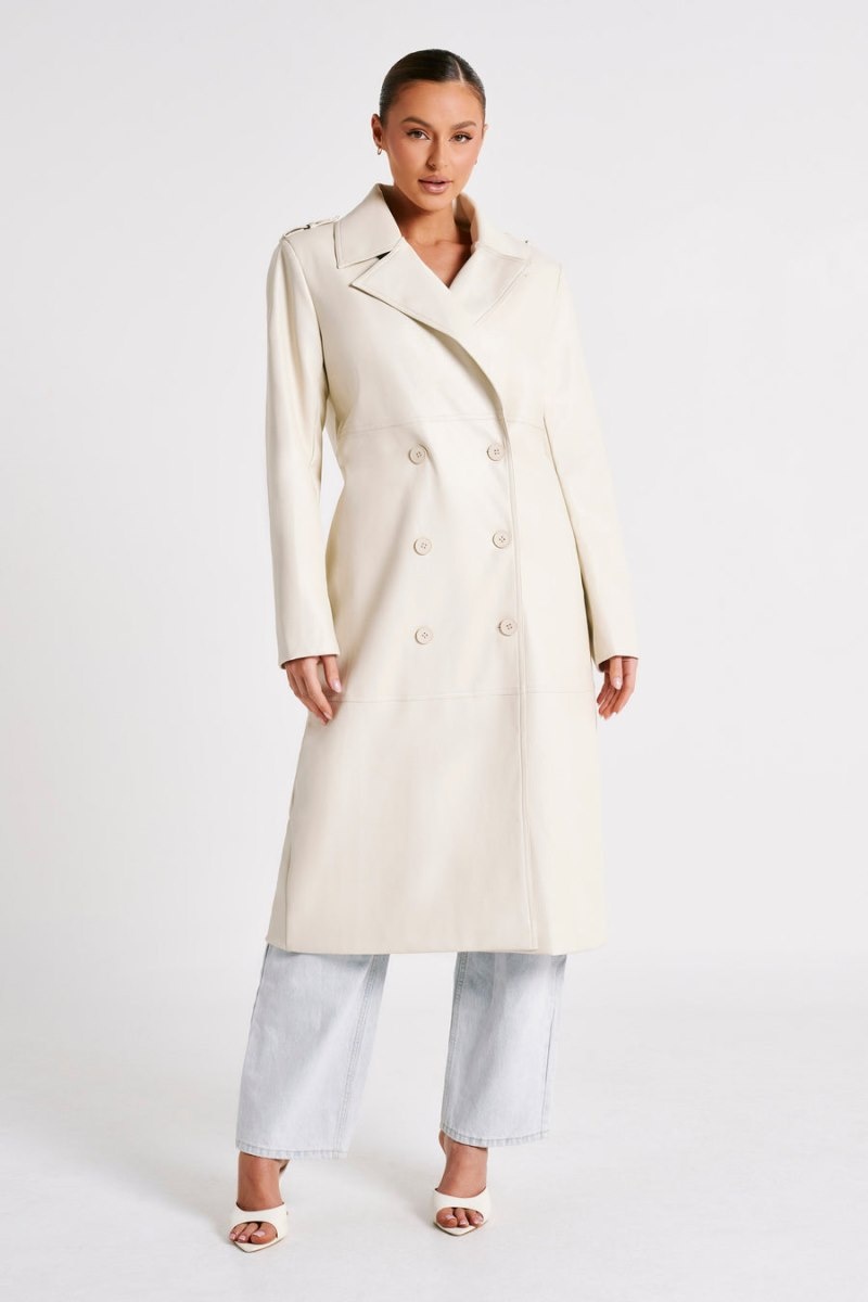 Women's Meshki Lexington Pu Trench Coat White Australia | U3I-4173