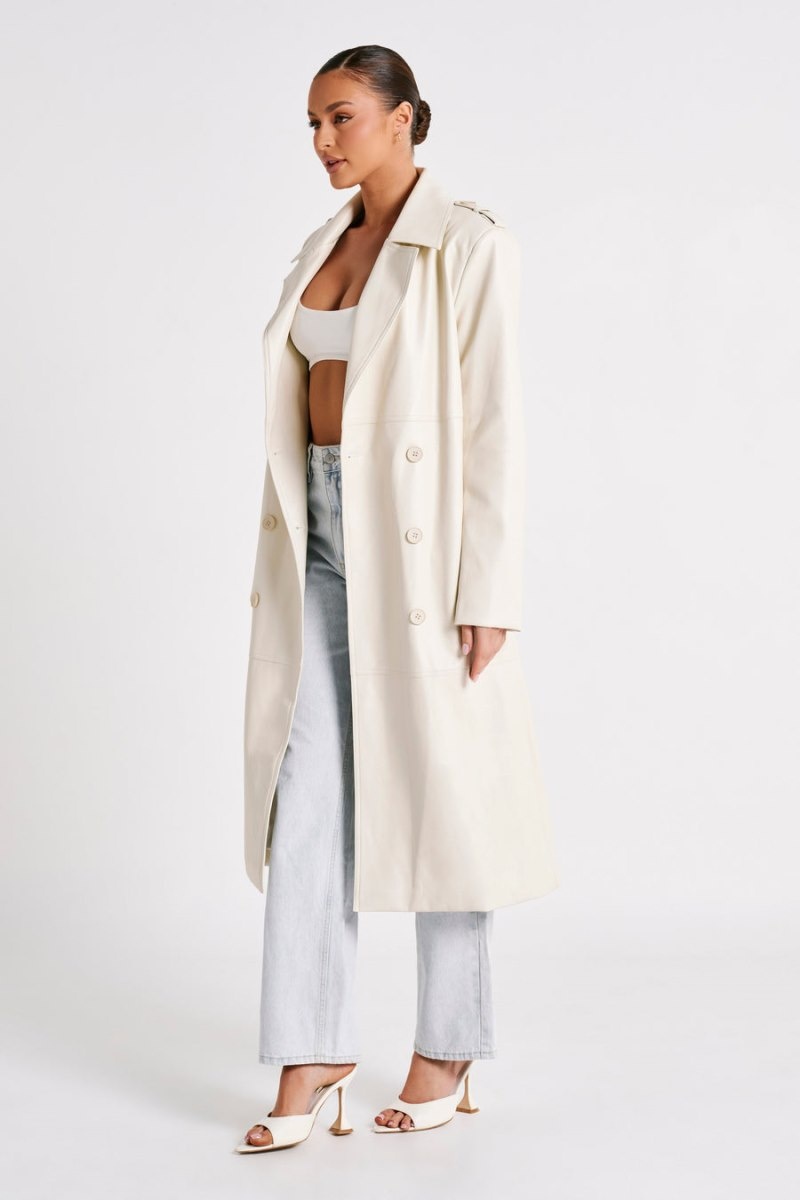 Women's Meshki Lexington Pu Trench Coat White Australia | U3I-4173