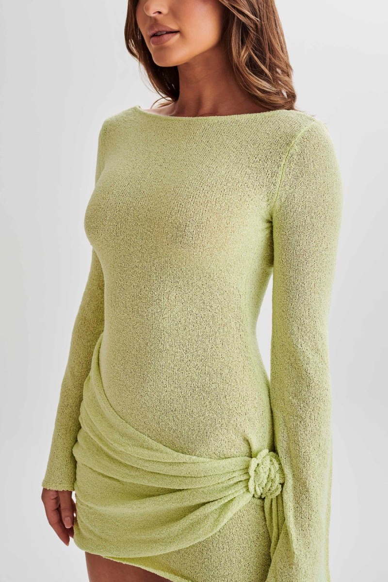 Women's Meshki Liana Long Sleeve Knit Mini Dress Green Australia | W8K-9410