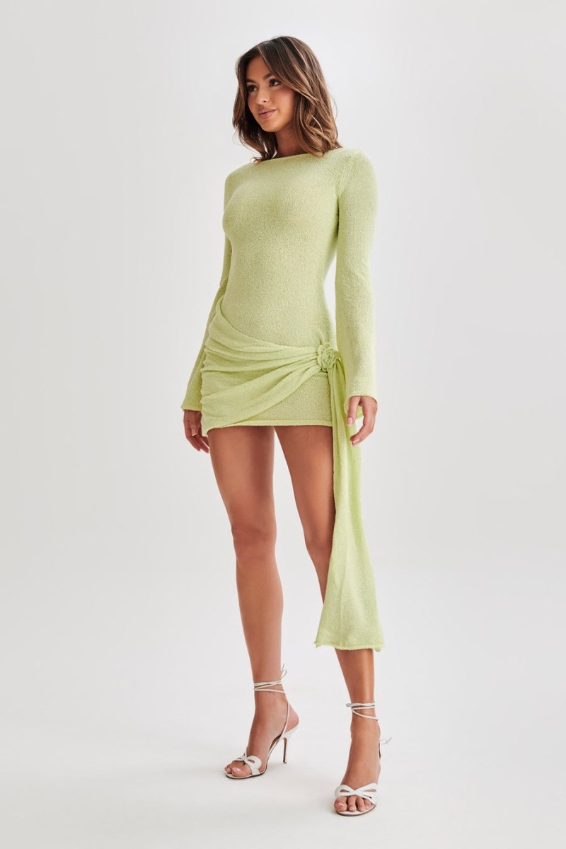 Women's Meshki Liana Long Sleeve Knit Mini Dress Green Australia | W8K-9410