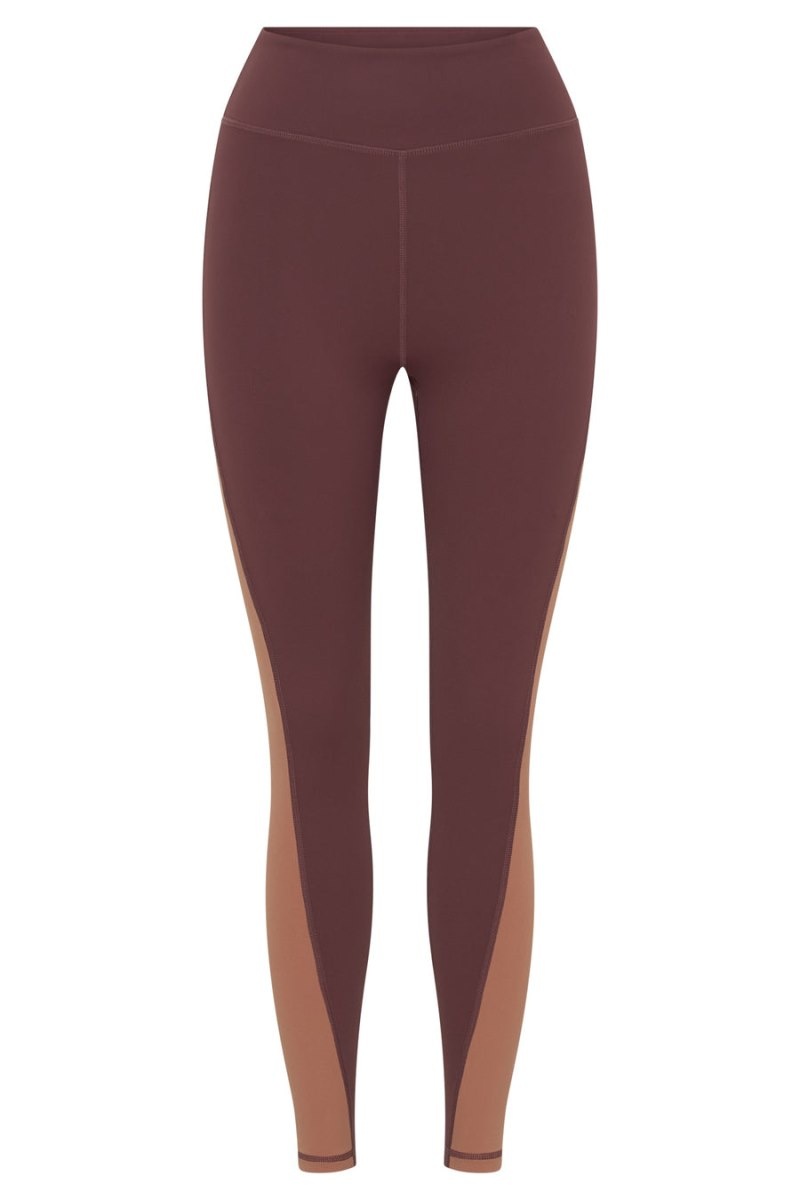 Women's Meshki Libby Two Tone Panel Leggings Dark Red / Tan Australia | X0E-2198