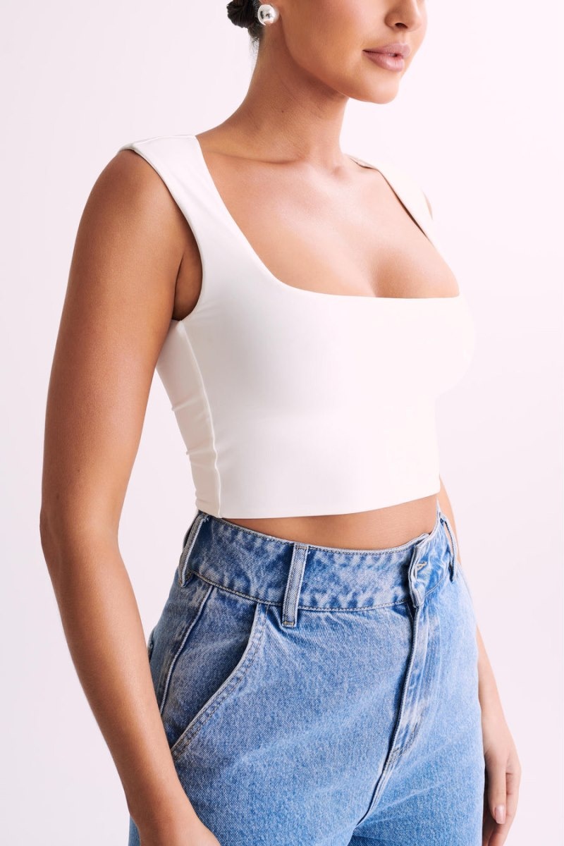 Women's Meshki Linley Recycled Nylon Cropped Tops White Australia | V1N-7756