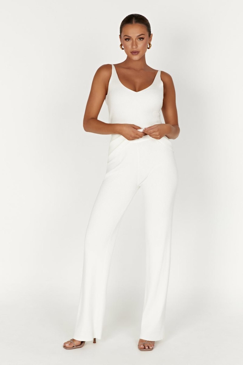 Women's Meshki Linnie Straight Leg Knit Pants White Australia | G2H-3797