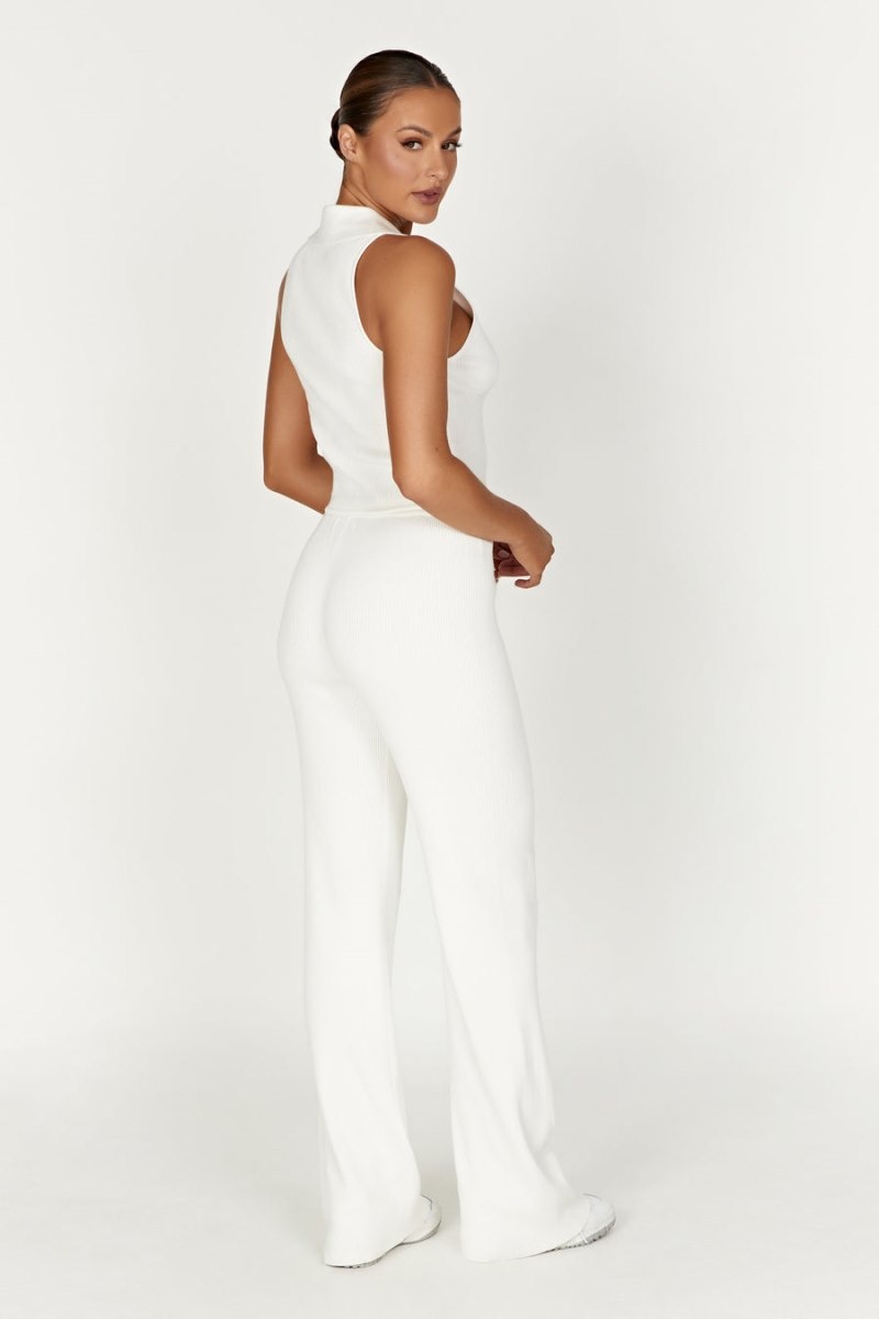 Women's Meshki Linnie Straight Leg Knit Pants White Australia | G2H-3797