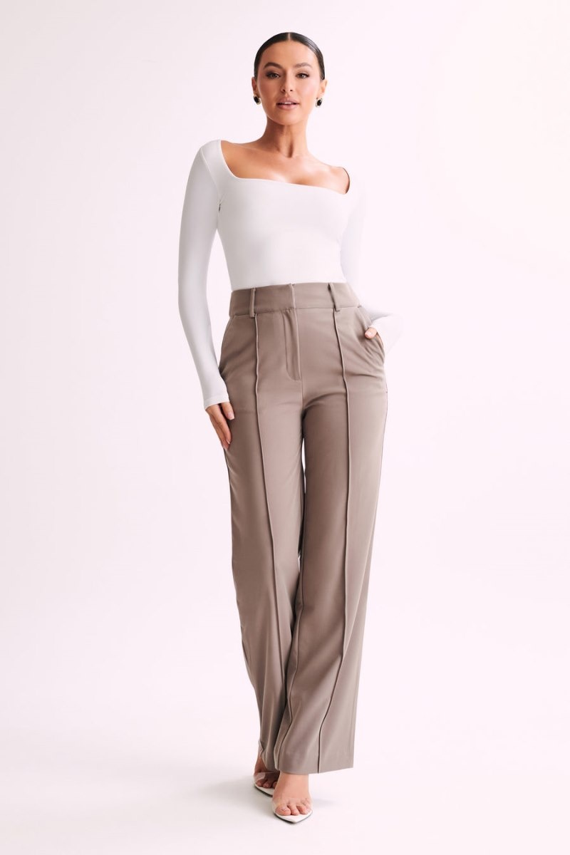 Women's Meshki Lisa High Waist Suiting Pants Chocolate Australia | F6X-2802