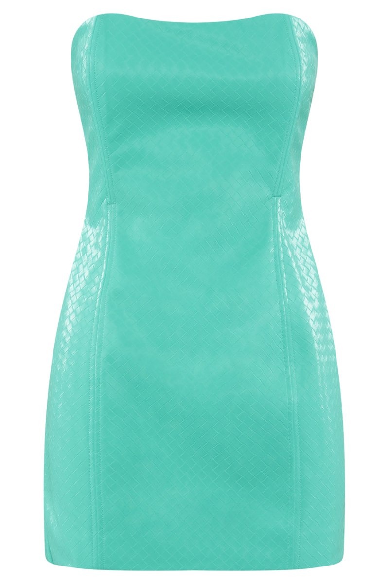 Women's Meshki Lizzie Crosshatch Faux Leather Mini Dress Mint Australia | V7H-7262