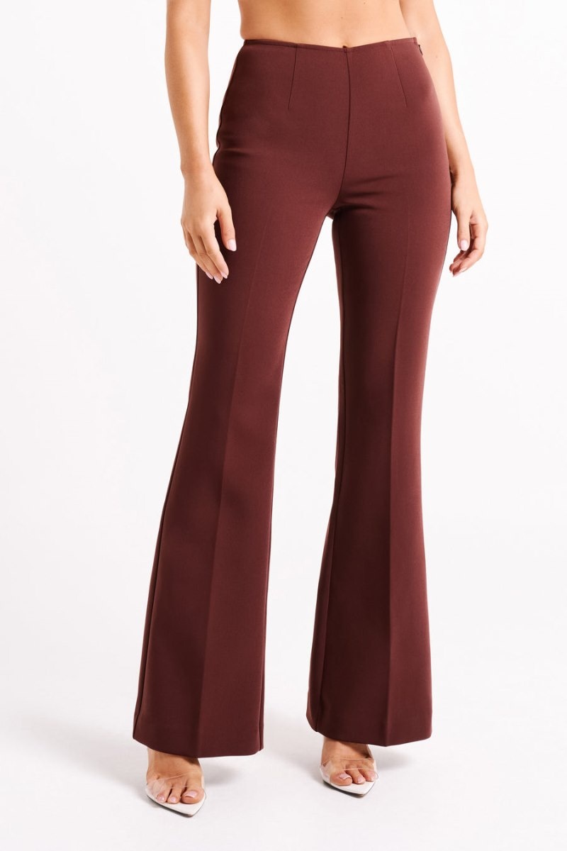 Women's Meshki Loretta Fit & Flare Tailored Pants Chocolate Australia | R2E-2578