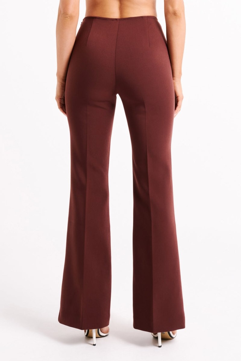 Women's Meshki Loretta Fit & Flare Tailored Pants Chocolate Australia | R2E-2578