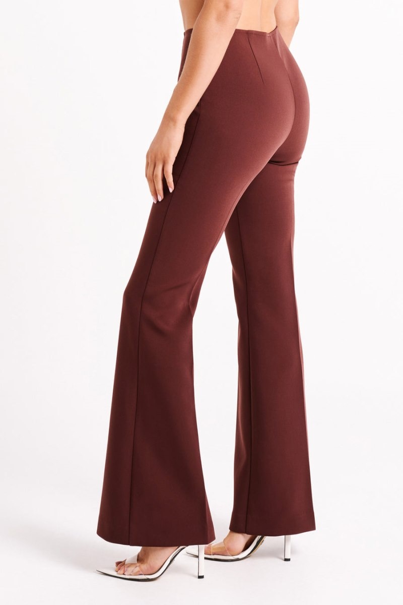 Women's Meshki Loretta Fit & Flare Tailored Pants Chocolate Australia | R2E-2578