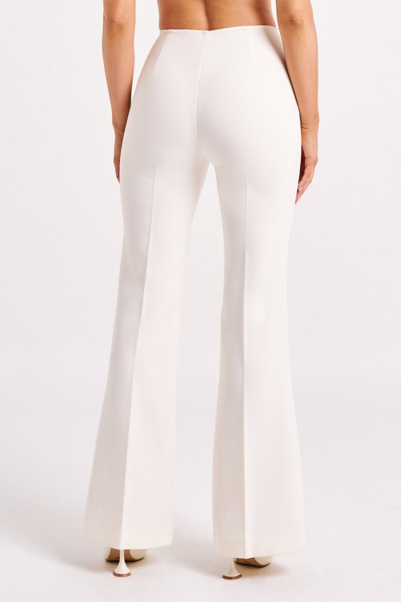 Women's Meshki Loretta Fit & Flare Tailored Pants White Australia | C0W-3453