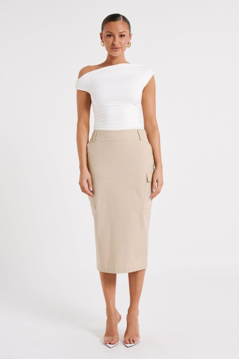 Women's Meshki Lorna Mid Rise Cargo Skirts Khaki Australia | S6B-8476