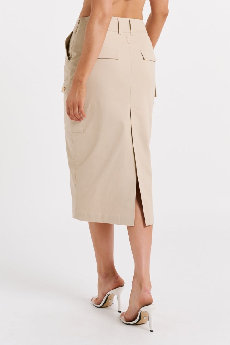 Women's Meshki Lorna Mid Rise Cargo Skirts Khaki Australia | S6B-8476