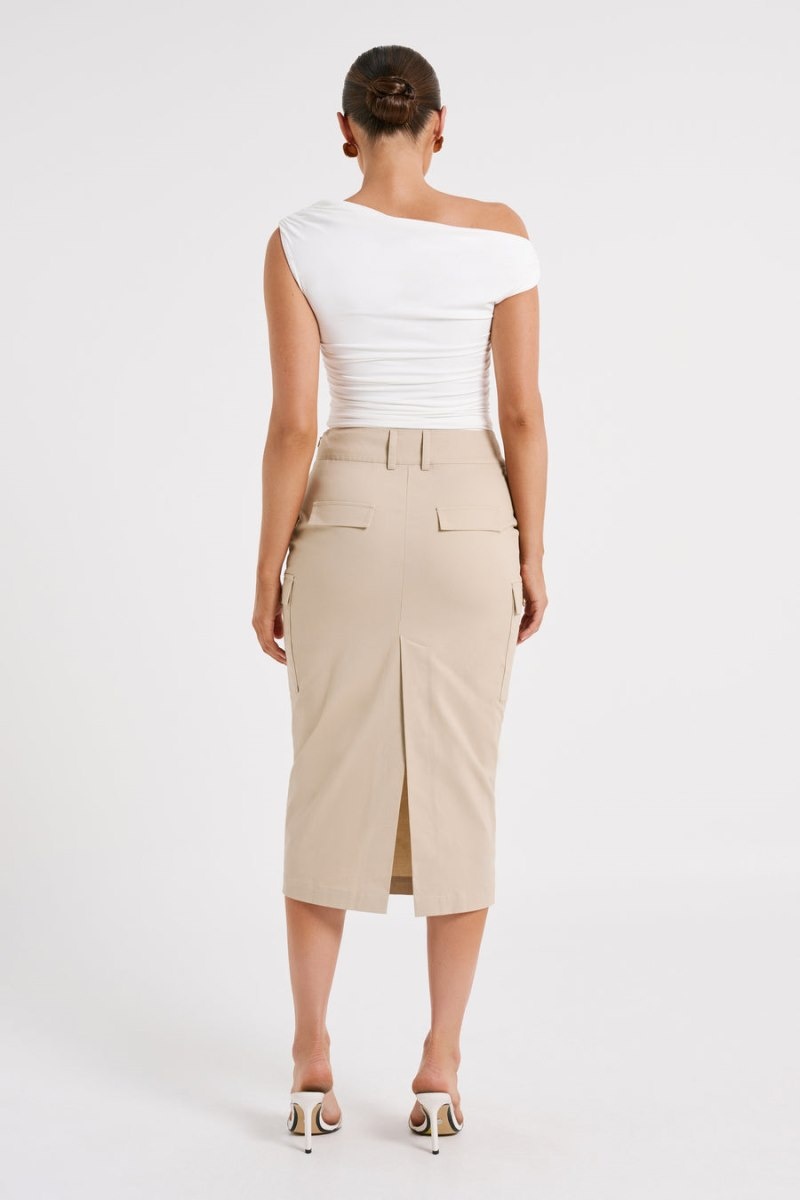 Women's Meshki Lorna Mid Rise Cargo Skirts Khaki Australia | S6B-8476