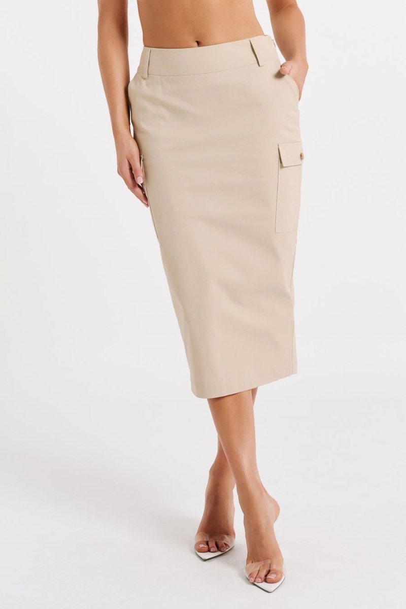 Women's Meshki Lorna Mid Rise Cargo Skirts Khaki Australia | S6B-8476