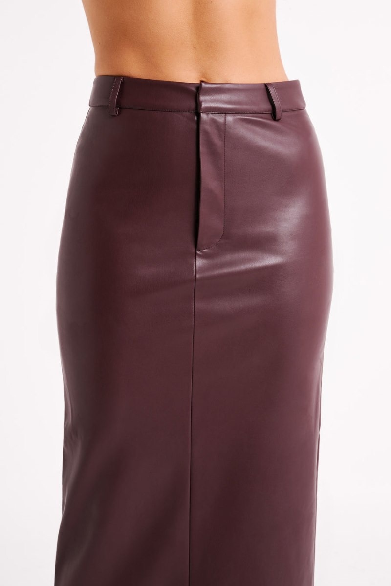 Women's Meshki Lottie Faux Leather Maxi Skirts Purple Australia | F1D-8306