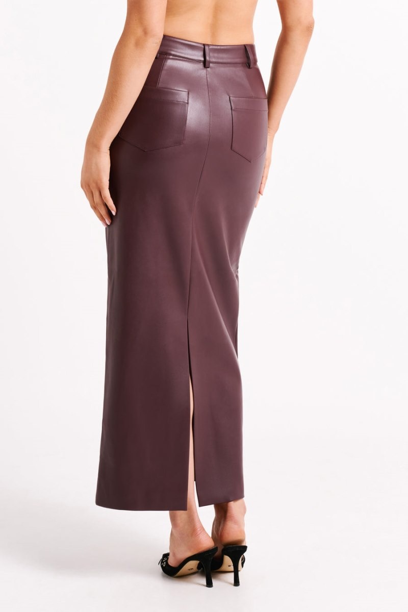 Women's Meshki Lottie Faux Leather Maxi Skirts Purple Australia | F1D-8306