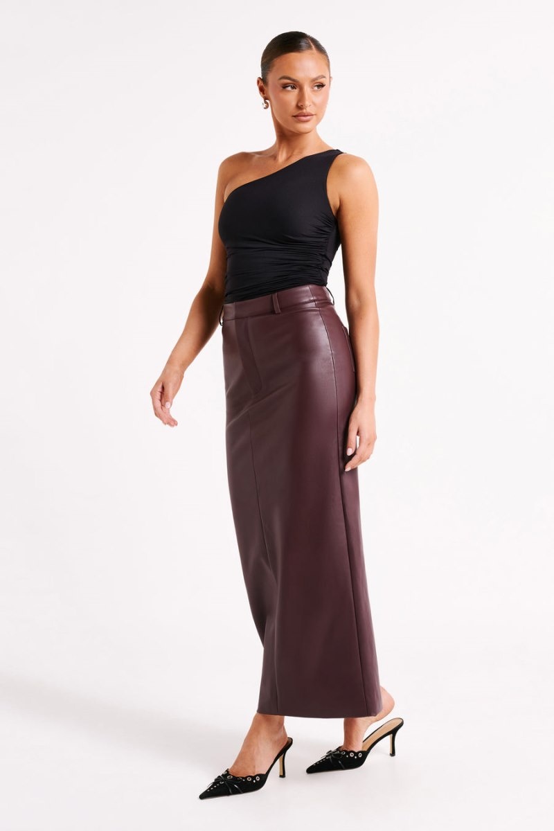 Women's Meshki Lottie Faux Leather Maxi Skirts Purple Australia | F1D-8306