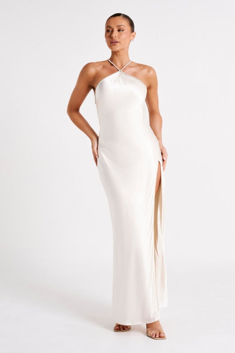 Women's Meshki Louise Diamante Rope Maxi Dress White Australia | K3U-5279