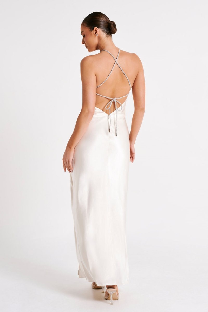 Women's Meshki Louise Diamante Rope Maxi Dress White Australia | K3U-5279