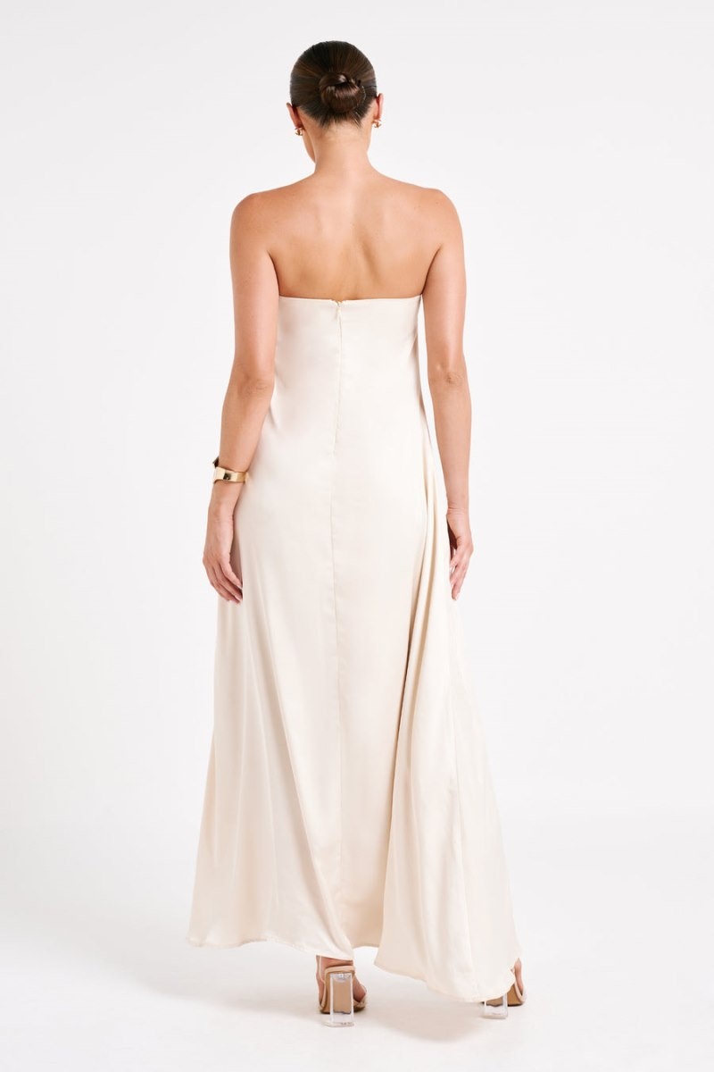 Women's Meshki Luisa Strapless Maxi Dress Beige Australia | N7K-1434