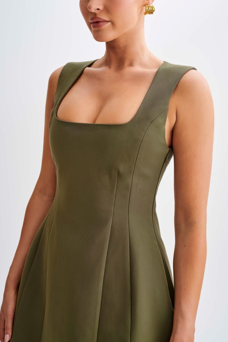 Women's Meshki Lysandre Crepe Mini Dress Olive Australia | N0T-5631