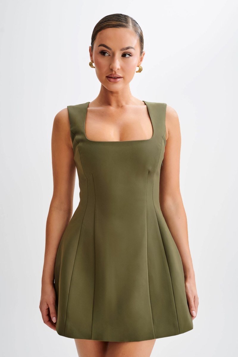 Women\'s Meshki Lysandre Crepe Mini Dress Olive Australia | N0T-5631