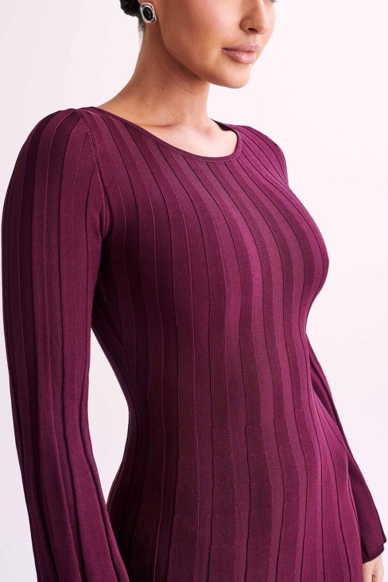 Women's Meshki Mabel Long Sleeve Knit Maxi Dress Purple Australia | P4R-2623