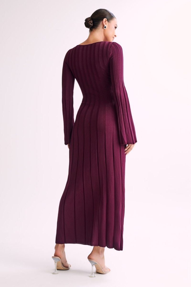 Women's Meshki Mabel Long Sleeve Knit Maxi Dress Purple Australia | P4R-2623