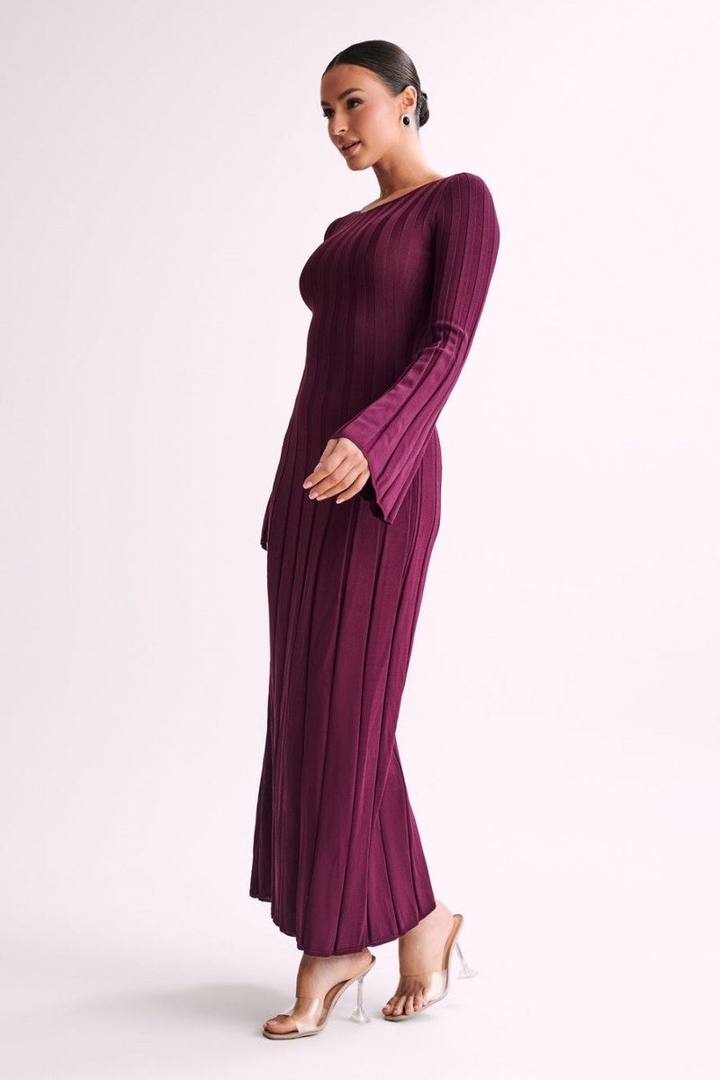 Women's Meshki Mabel Long Sleeve Knit Maxi Dress Purple Australia | P4R-2623