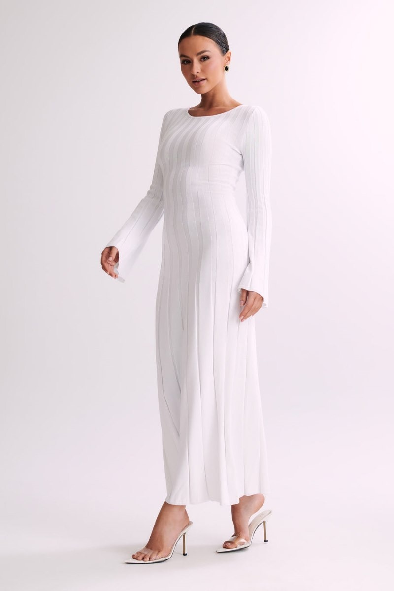 Women's Meshki Mabel Long Sleeve Knit Maxi Dress White Australia | X9E-1417