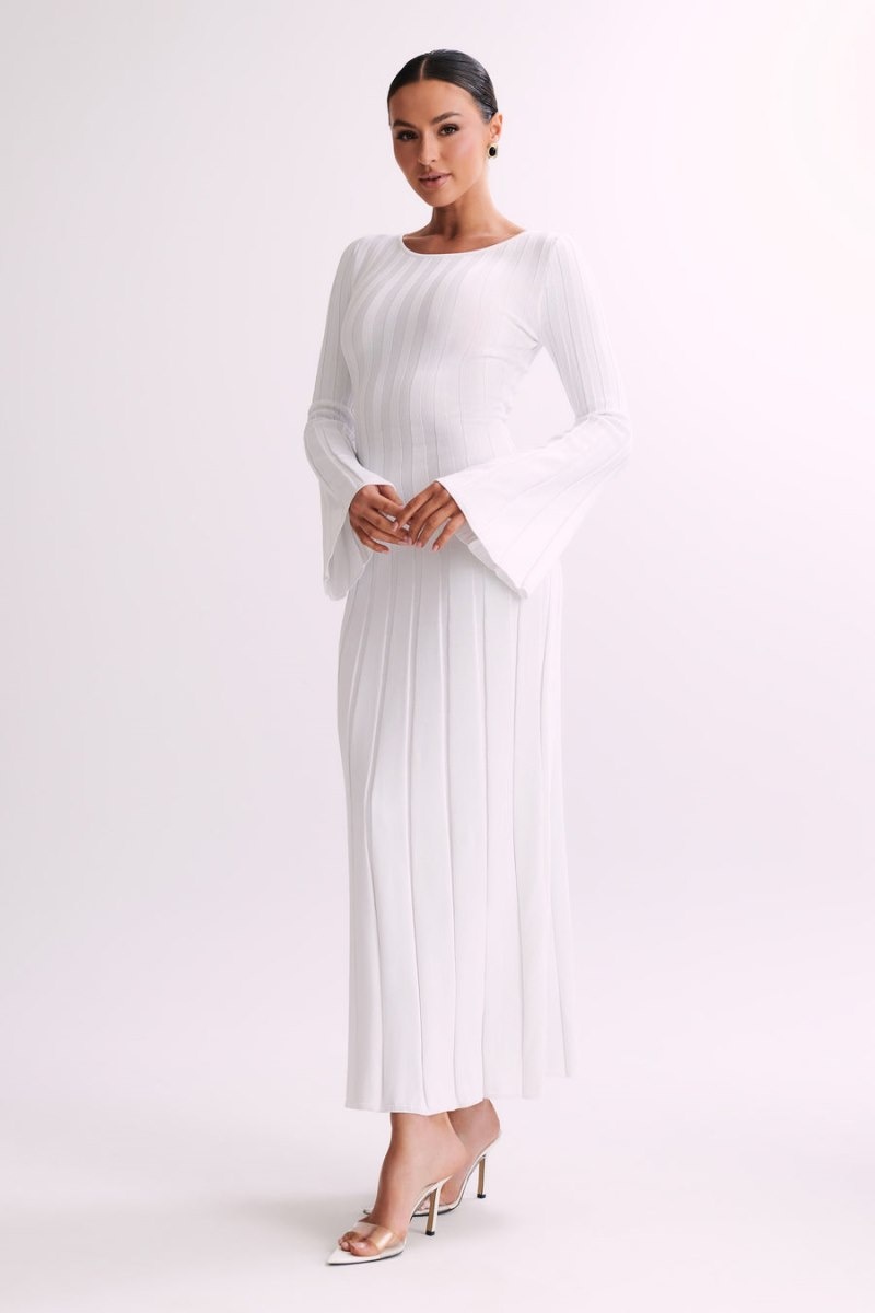 Women's Meshki Mabel Long Sleeve Knit Maxi Dress White Australia | X9E-1417