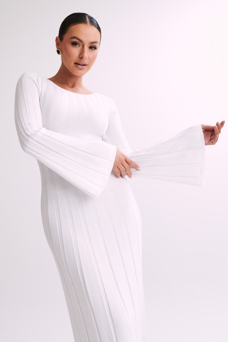 Women's Meshki Mabel Long Sleeve Knit Maxi Dress White Australia | X9E-1417