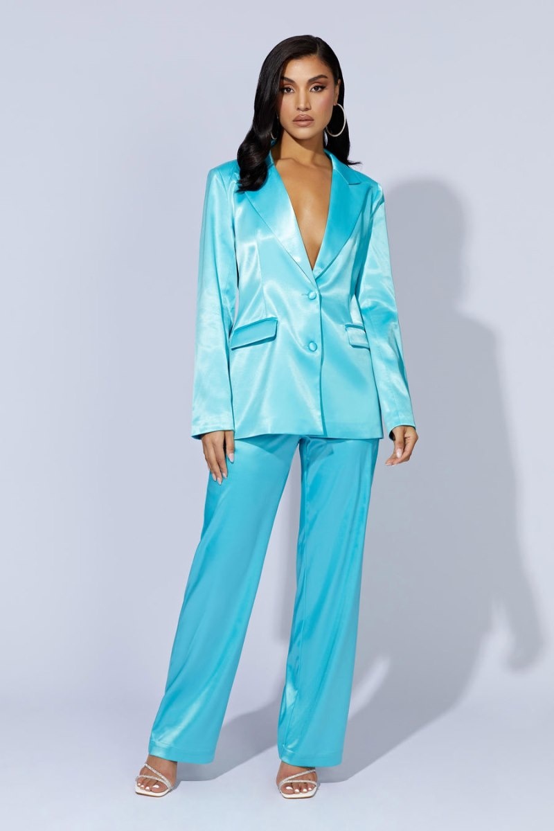 Women's Meshki Maeva Satin Blazers Light Turquoise Australia | X2H-3476