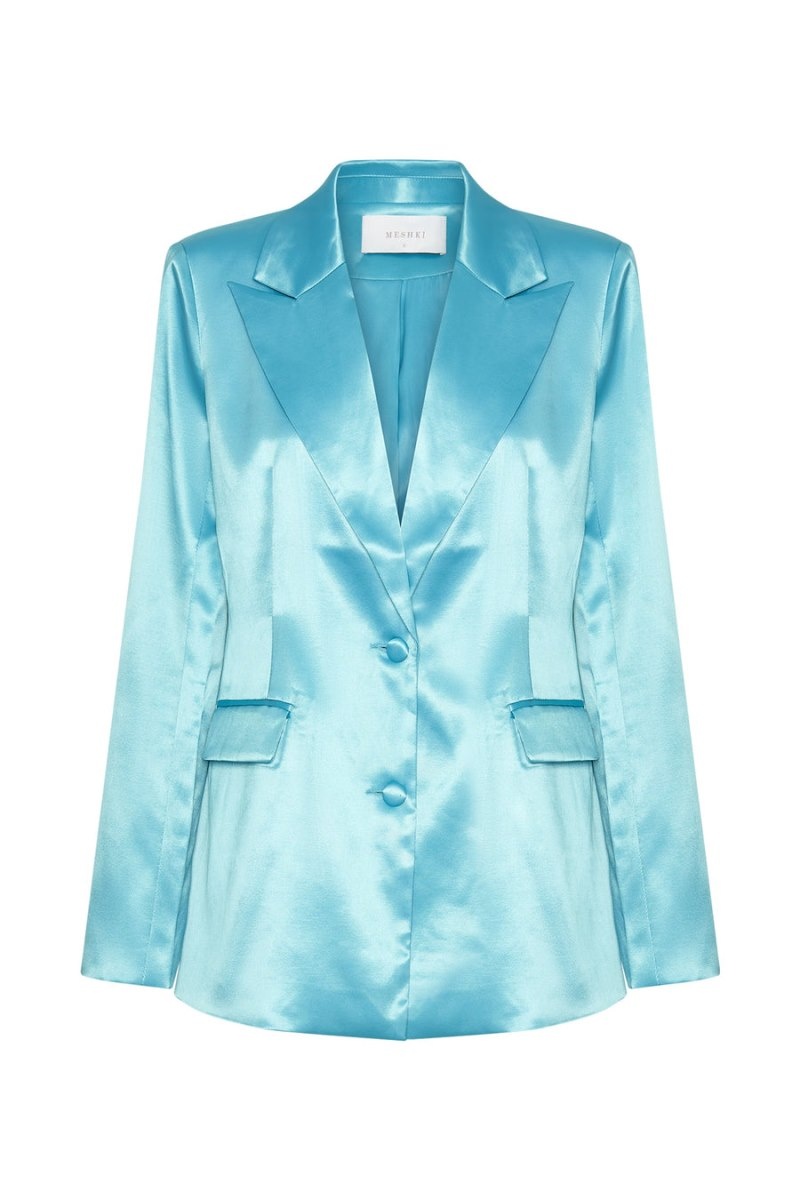 Women's Meshki Maeva Satin Blazers Light Turquoise Australia | X2H-3476