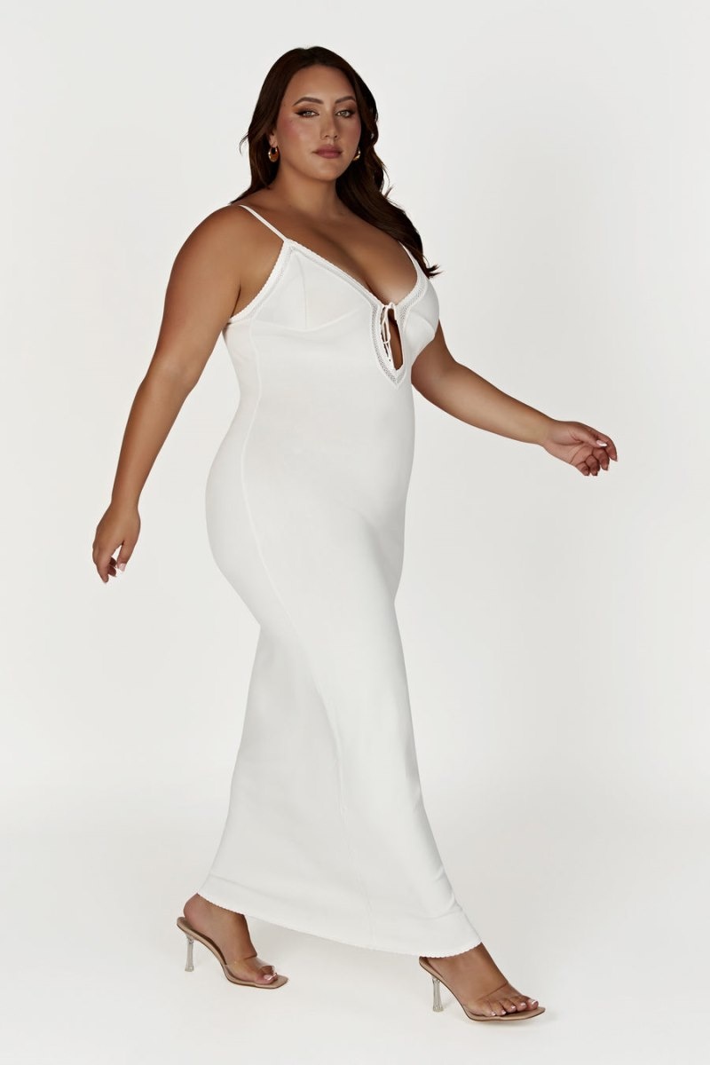 Women's Meshki Maia Pointelle Knit Maxi Dress White Australia | H8D-6394