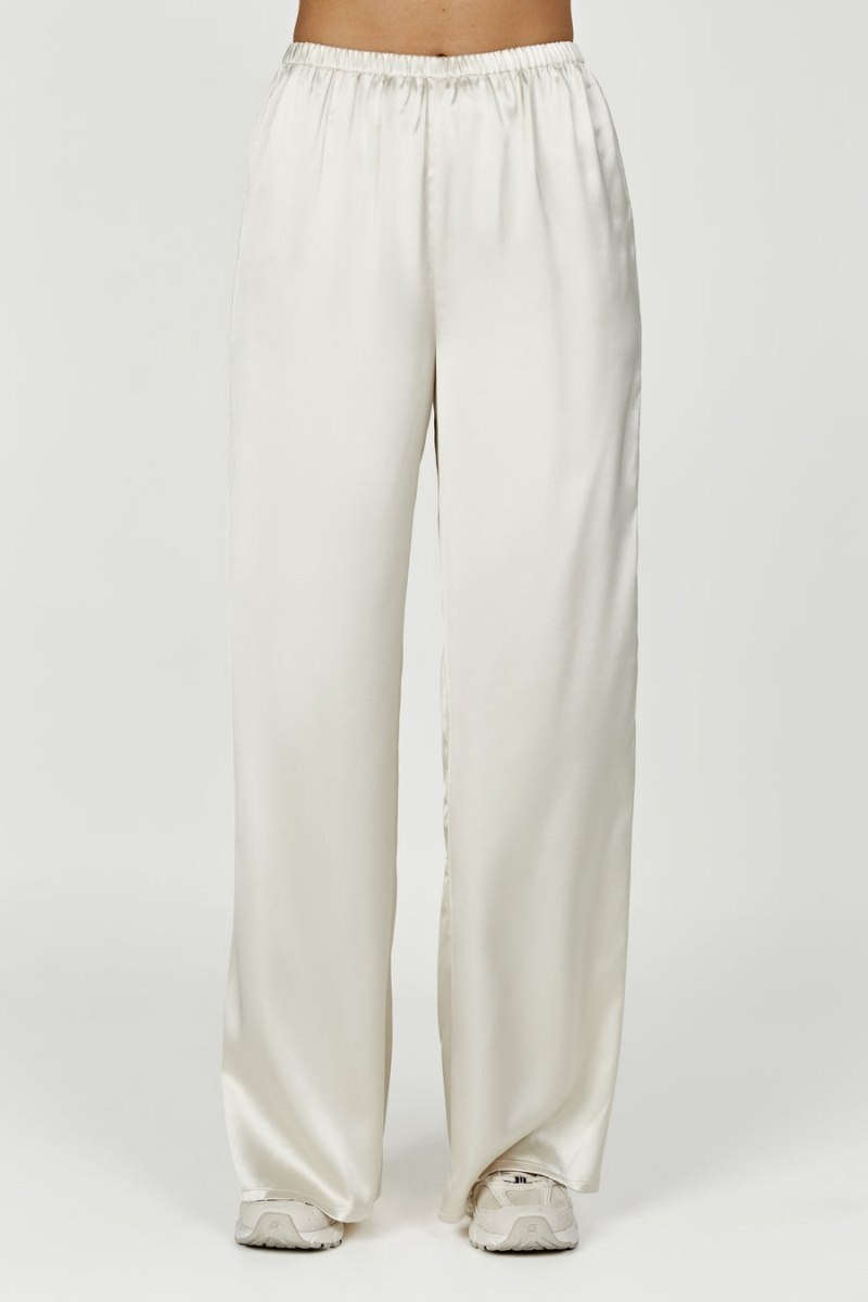 Women's Meshki Marciela Satin Straight Leg Pants White Australia | D7F-7218