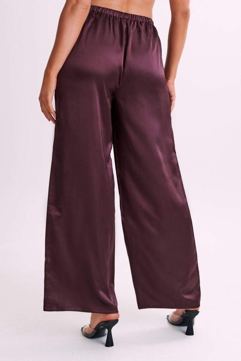 Women's Meshki Marciela Satin Straight Leg Pants Purple Australia | D3E-7008