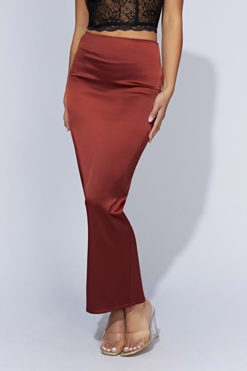 Women's Meshki Mariah Maxi Satin Skirts Red Australia | X7I-3804