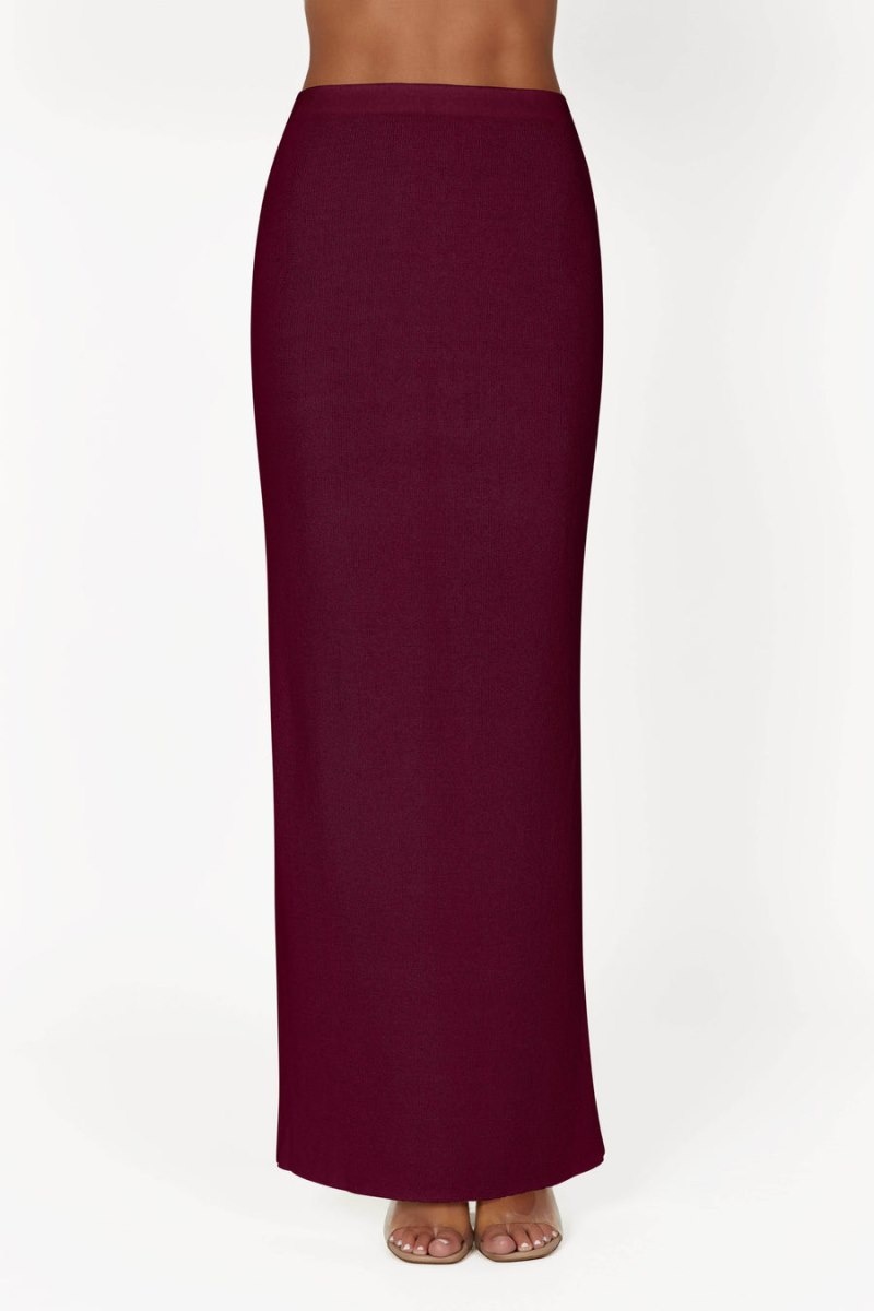 Women's Meshki Maribelle Knit Maxi Skirts Dark Red Australia | Q2V-6052