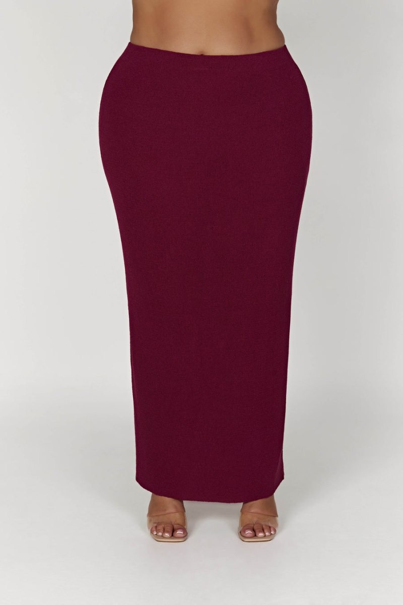 Women's Meshki Maribelle Knit Maxi Skirts Dark Red Australia | Q2V-6052