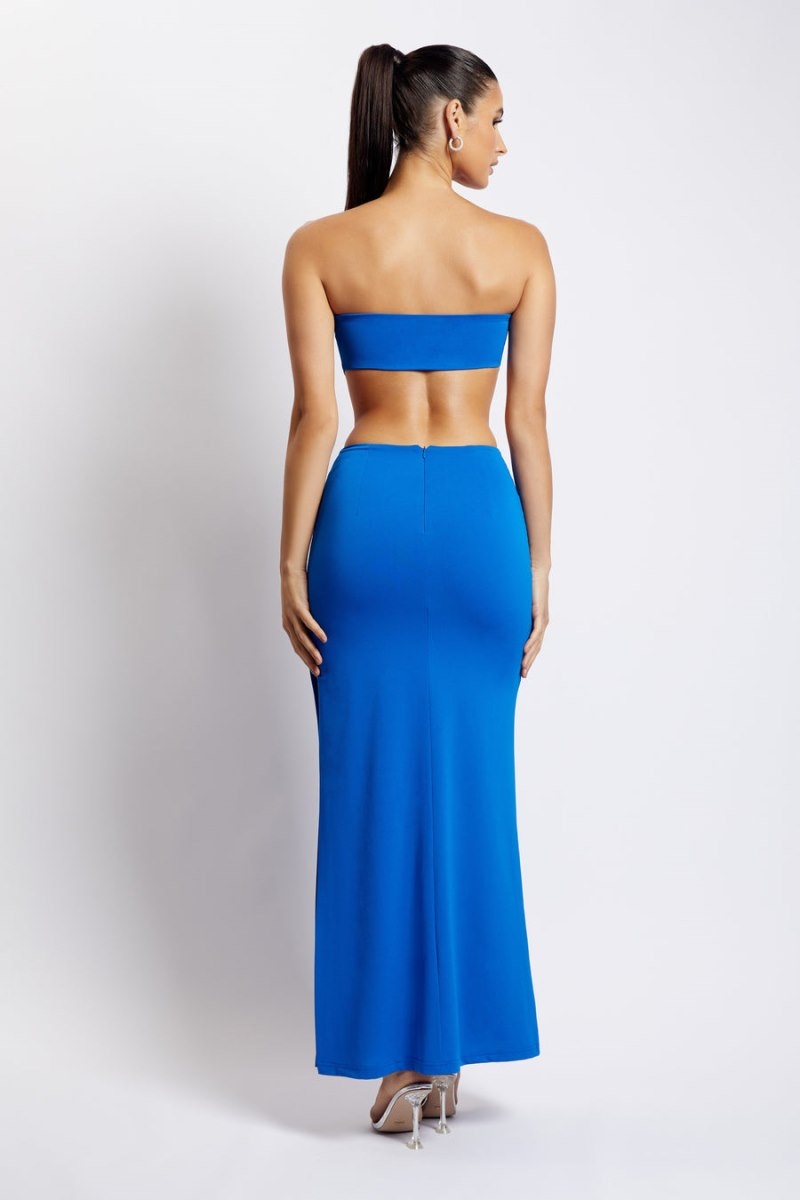 Women's Meshki Marissa Strapless Waist Tie Maxi Dress Blue Australia | Q6Z-1164