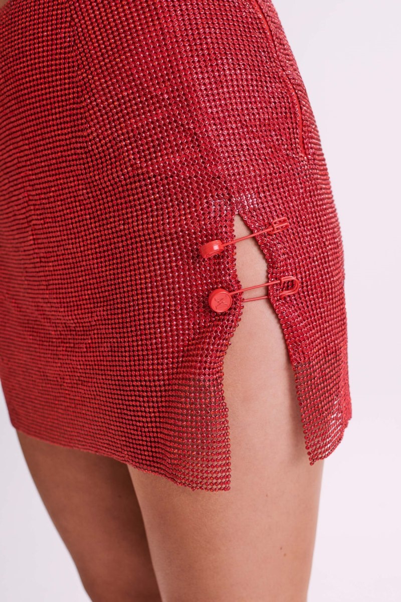 Women's Meshki Marlena Glomesh Mini Skirts Red Australia | J2J-0368