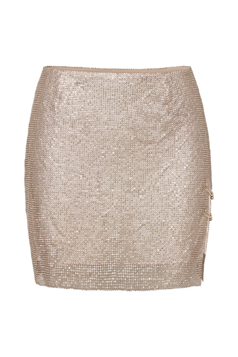 Women's Meshki Marlena Glomesh Mini Skirts Gold Australia | J0C-8775