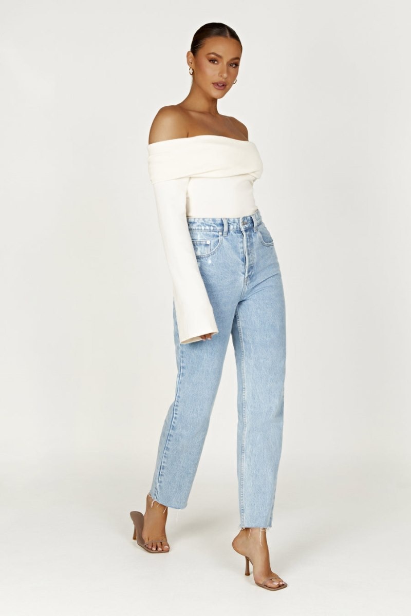 Women's Meshki Marlisa Off Shoulder Twist Tops White Australia | S1P-7823