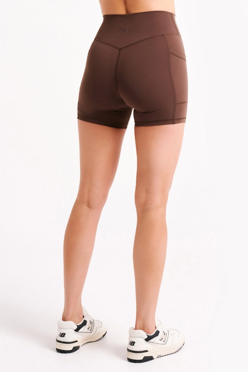 Women's Meshki Martina Bike Pocket Shorts Dark Chocolate Australia | V2W-8309